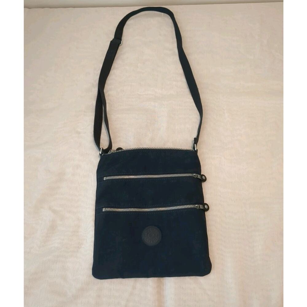 Kipling Blue Nylon Boho Crossbody Triple Zip Pouch Bag Outdoor Travel
